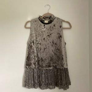 Crushed velvet mock neck